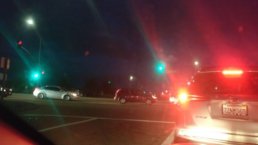 Cars blocking the intersection that's to be kept clear